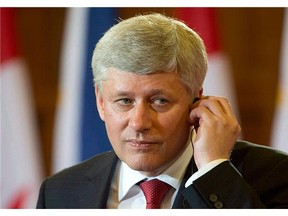 Canadian Prime Minister Stephen Harper during a joint news conference on Parliament Hill in Ottawa on May 8, 2015. (Canadian Press files)