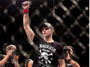 Canadian Rory MacDonald salutes the crowd after beating Tarec Saffiedine in their welterweight bout at UFC Fight Night 4 in Halifax in October. MacDonald will fight UFC welterweight champion (Ruthless) Robbie Lawler on July 11 in Las Vegas.