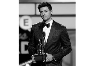 Carey Price of the Montreal Canadiens accepts the Vezina Trophy for top goaltender during the 2015 NHL Awards at MGM Grand Garden Arena on Wednesday in Las Vegas.