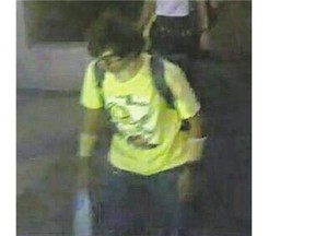 CCTV footage of a possible suspect in the bomb blast, seen close to the Erawan shrine in Bangkok on Monday.