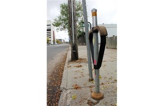 The City of Saskatoon is currently transforming 250 idle parking meter posts into miniature bike racks in three of Saskatoon’s business improvement districts. It’s a decision that getting mixed reaction from those on Saskatoon streets, as the installation comes with a $67,000 price tag. (Morgan Modjeski/the StarPhoenix)