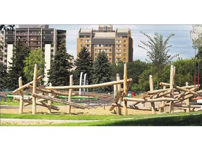 A climbing area at the new Kinsmen Park. The park is scheduled to open Aug. 8.