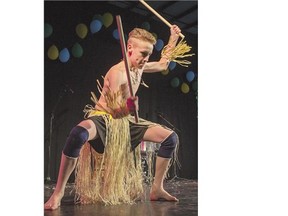 Clockwise from above: A member of the World Dance Academy performs at the Brazilian pavilion during Folkfest on Saturday. A dancer from Estrela's Do Samba Company puts on a colourful display, below right. The Capoeira Guanabara from Winnipeg, below left, performs the martial art that combines music, dance and acrobatics.