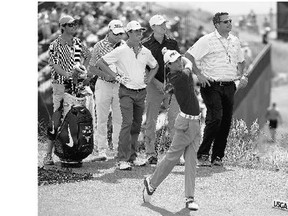 Cole Hammer, 15, of the United States hits a tee shot during a practice round prior to the start of the 115th U.S. Open Championship at Chambers Bay on Tuesday in University Place, Wash.