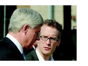 Conservative Leader Stephen Harper's former legal adviser, Ben Perrin, has told RCMP in a statement that Harper's chief of staff, Ray Novak, right, was aware of his predecessor Nigel Wright's plan to secretly make a payment to Sen. Mike Duffy.