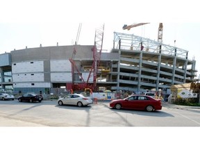 Construction at the new stadium continues on August 12, 2015.