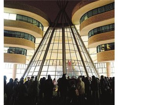 A crowd gathers for a Sisters in Spirit candlelight vigil held at First Nations University of Canada in Regina on Oct. 4.