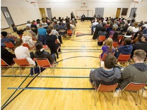 The crowd at a recent all-candidates forum for the riding of Saskatoon-West can be seen at the Saskatoon YMCA. Despite showings from NDP, Liberal and Green Party representatives, there was no Conservative candidate in attendance at Tuesday's debate.