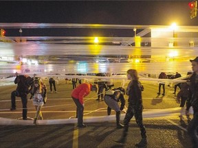 Daniel Griffin hunt's Portal was made by stretching plastic wrap around lights, challenging pedestrians.