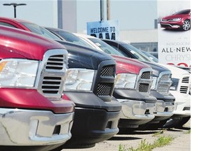 Car dealers in Saskatchewan are expected to sell 54,000 new vehicles this year, down by about 2,000 vehicles from 2014, according to a new Scotiabank report.