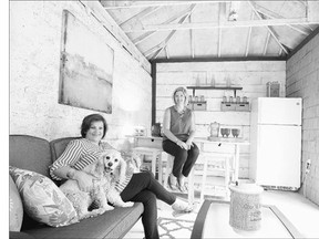 Designer Kristi Blok, left, has created a 'she shed' out of a backyard garden shed for her sister, Lynsey Bennett.