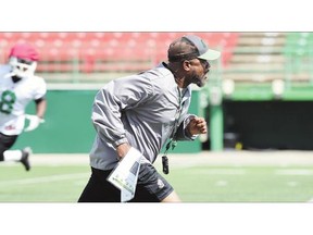 Bob Dyce hit the ground running in his first day as the Saskatchewan Roughriders' interim head coach Wednesday.
