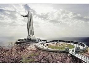 Fifty per cent in a survey objected to the Never Forgotten National Memorial Foundation's multimillion-dollar proposal, a 24-metre-tall Mother Canada, shown in this artist's rendering, to commemorate war victims in Cape Breton Highlands National Park.