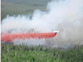 A forest fire burns in the La Ronge area. Photo courtesy Government of Saskatchewan.