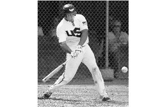 Frank DeGroat was behind the plate for the U.S. in their 7-0 defeat of Mexico in their opening game Friday at the Men's World Softball Championship in Saskatoon.