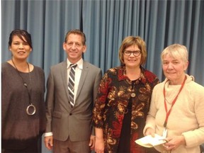 From left: Liberal Lisa Abbott, Jim Pankiw, NDP Sheri Benson, Green Party Lois Mitchell.