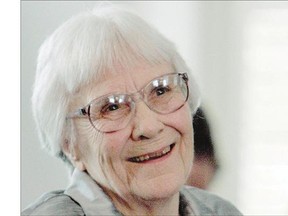 Harper Lee smiles during a ceremony honouring the four new members of the Alabama Academy of Honor at the Capitol in Montgomery, Ala.