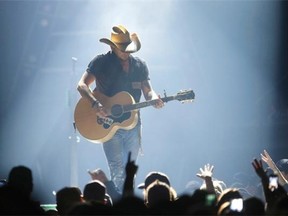 Jason Aldean and his band play at SaskTel Centre in Saskatoon on October 14, 2015.