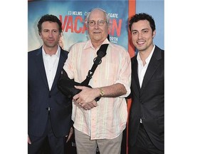 Jonathan Goldstein, left, Chevy Chase and John Francis Daley. The trio worked together on Vacation, a film inspired by 1983's National Lampoon's Vacation.
