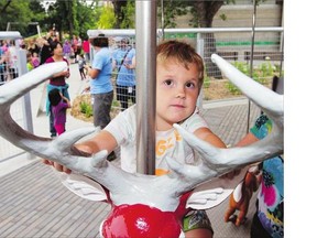Jonathon Wonsiak, 4, was among the many young visitors who enjoyed riding the carousel at Kinsmen Park this season.