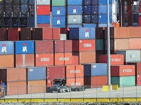June export data saw a 6.3-per-cent jump over May - part of it likely via containers like these on a Vancouver dock.