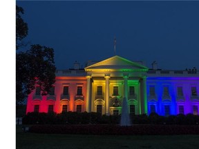 The White House is blanketed in rainbow colours symbolizing LGBT pride in Washington on June 26, 2015. The U.S. Supreme Court ruled Friday that gay marriage is a nationwide right, a landmark decision in one of the most keenly awaited announcements in decades and sparking scenes of jubilation.