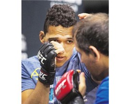 A large group of UFC fans were at Sasktel Centre Wednesday to see Charles Oliveira spar at the introduction for the Fight Night coming to Saskatoon Aug. 24. See Page B1 for interviews with the main event ghters and other details on the event.