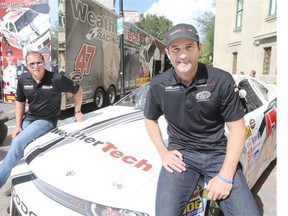 Louis-Philippe Dumoulin, left, and his brother Jean-Francois are in town for Wednesday's NASCAR Canadian Tire Series event.