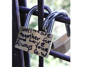 Love locks like these will beremoved, city staff vows.