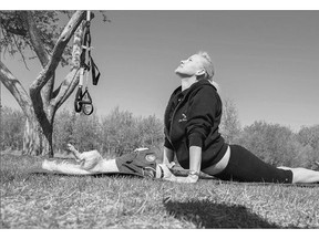 Morgan Budinski exercises with her six-year-old dog, Sam. You should tailor exercise activity to your dog's ability, as well as yours.