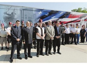 The 9-11 Never Forget Mobile Exhibit, making its first trip to Canada to be set up at the Canada Remembers Air Show in Saskatoon, stopped in Regina on Friday.