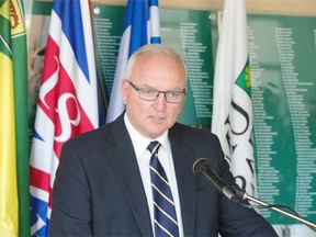 SASKATOON, SK--JULY 30/2015-- Saskatchewan Agriculture Minister Lyle Stewart, announces at the U of S Vet College of $10 million in funding for a new Livestock and Forage Centre of Excellence at the University of Saskatchewan, Thursday, July 30, 2015. (Greg Pender/The StarPhoenix)