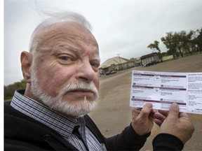 Mike McCoy in Buena Vista, is confused as to why his polling station is in Grasswood, at the German Cultural Centre.