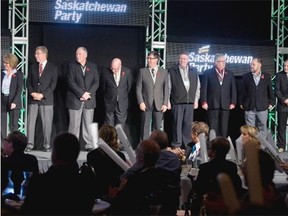 Sask Party MLAs are introduced at a Sask Party Convention.