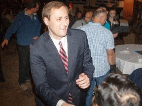 Conservative Brad Trost celebrated his victory in the Saskatoon-University riding, shakes hands with supporters on Oct. 19, 2015