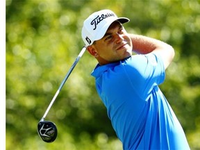 Bill Haas watches his tee shot on the 17th hole during the final round of the Deutsche Bank Championship at TPC Boston on September 7, 2015 in Norton, Massachusetts.