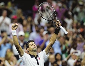 Novak Djokovic celebrates his win over Roberto Bautista Agut Monday, which put him in the quarter-finals of the U.S. Open. He has reached the quarters of every Grand Slam event since the 2009 French Open.