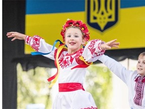Performers entertains the crowd at Ukrainian Day in the Park in Saskatoon, SK. on Saturday, August 22, 2015.