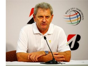 President’s Cup International Team captain Nick Price speaks to the media during a press conference at the World Golf Championship - Bridgestone Invitational at Firestone Coutry Club on Aug. 4, 2015 in Akron, Ohio.