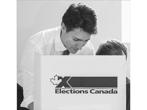 Prime minister-designate Justin Trudeau votes with his son Xavier on Monday in Montreal. The election saw 68 ridings won by a margin of less than five per cent, up from 51 in 2011 and 42 in 2008. That is a win for Canadian democracy, writes Andrew Coyne.