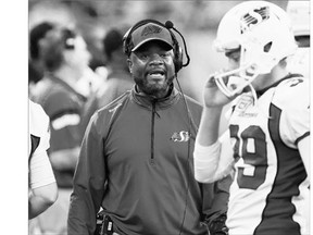 Punter Ray Early, right, has been a key part of the Roughriders' improved special-teams play this season. Interim head coach Bob Dyce, left, was the Riders' special-teams co-ordinator for the first half of the season.