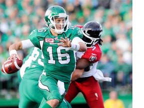 Quarterback Brett Smith, 16, is the bright spot in a dismal 2015 season for the Saskatchewan Roughriders. 
  
  
 Mark Taylor/The Canadian Press files