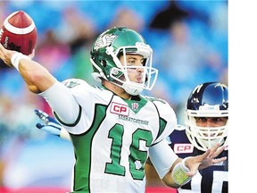 Quarterback Brett Smith sparked the Roughriders' offence Saturday in Toronto.