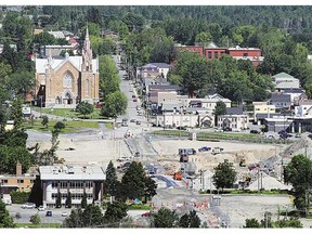 The rebuilding of Lac-Megantic, Que.'s town centre continues on Friday, two years after the train derailment and fire that killed 47 residents.