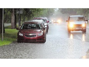 The Regina area is doused with rain Monday. Most of the southern portion of the province is expected to receive about 50 millimetres of rain by the end of Tuesday.