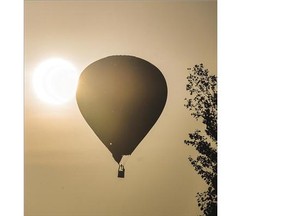 The ReMax balloon is silhouetted in the sky over Sutherland on Tuesday.