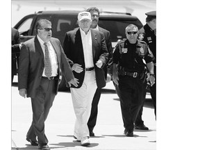 Republican presidential hopeful Donald Trump arrives for a visit to the U.S.-Mexico border in Laredo, Texas, on Thursday. The visit came as Trump continued to dominate the Republican presidential nominations.