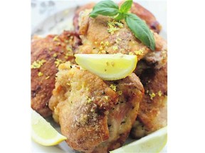 Rosemary and Lemon Roasted Chicken Thighs are great with some rice or a grain to soak up the pan sauce.