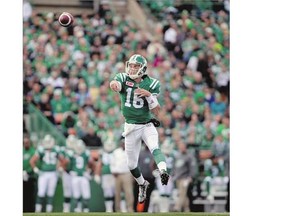 The Roughriders' Brett Smith celebrated his first victory as a starting quarterback in the professional ranks on Sunday in the Labour Day Classic over the Blue Bombers in Regina.