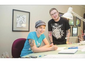 Saskatch-a-Man graphic novel-comic authors Mark Allard, right, and Elaine Will have big plans for their character.